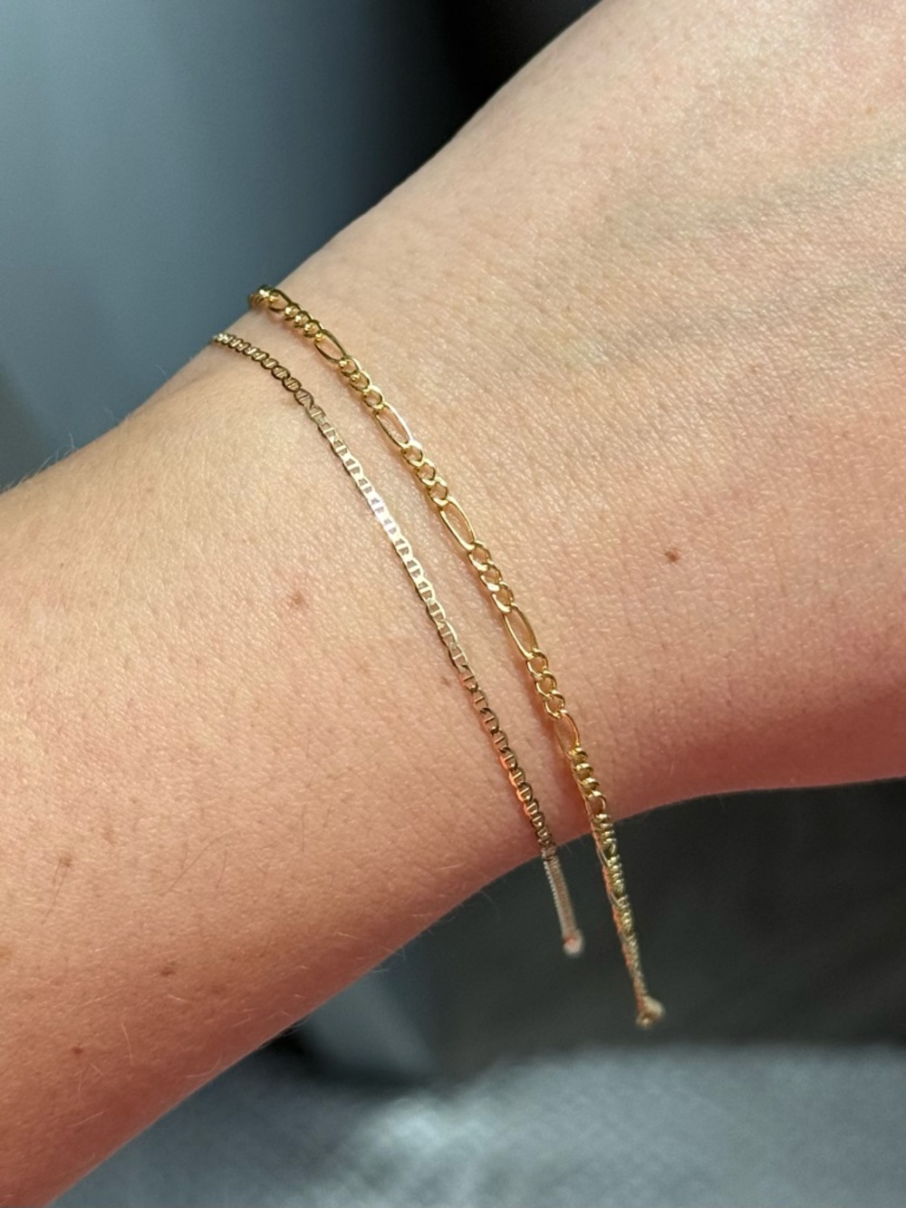 Dainty 10k Yellow Gold Bracelet Set